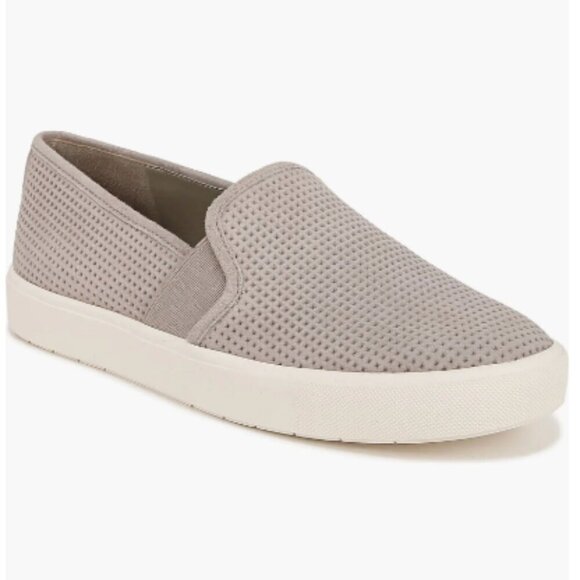 Vince Blair Grey Perforated Low Top Slip On Sneakers - Picture 1 of 14